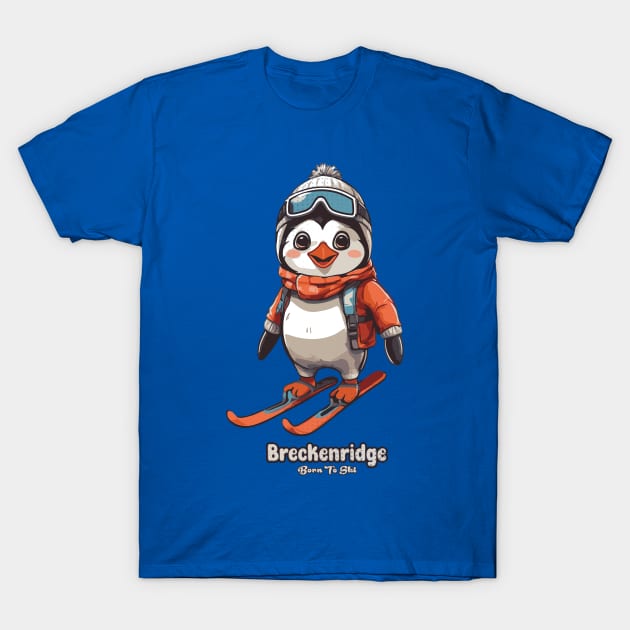 Cute Penguin Skiing Breckenridge T-Shirt by Surrealcoin777